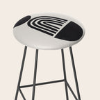 Black & White Minimalist Mid Century Paper collage Funky Black Ink Tribal Geometric by Ejaaz Haniff Stool Gallery Image 2