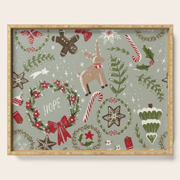 Magical Christmas - Sage Green Serving Tray Gallery Image 1