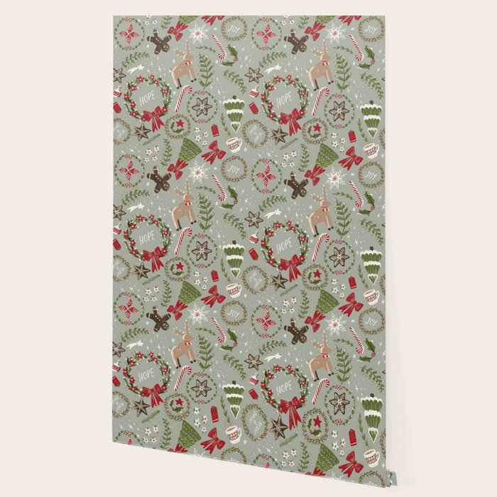Magical Christmas - Sage Green Wallpaper Gallery Image 2