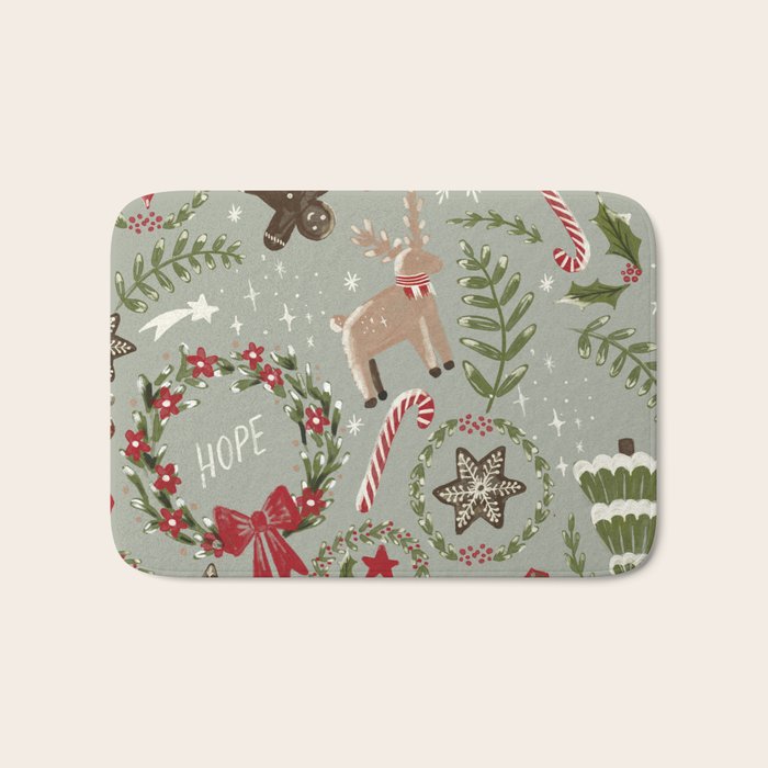 Magical Christmas - Sage Green Bath Mat Gallery Image 1