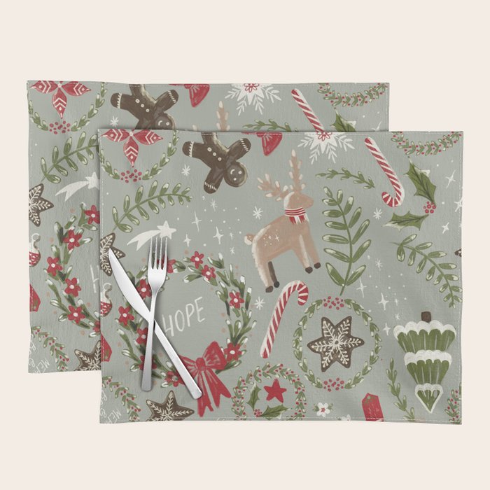 Magical Christmas - Sage Green Placemat Gallery Image 1