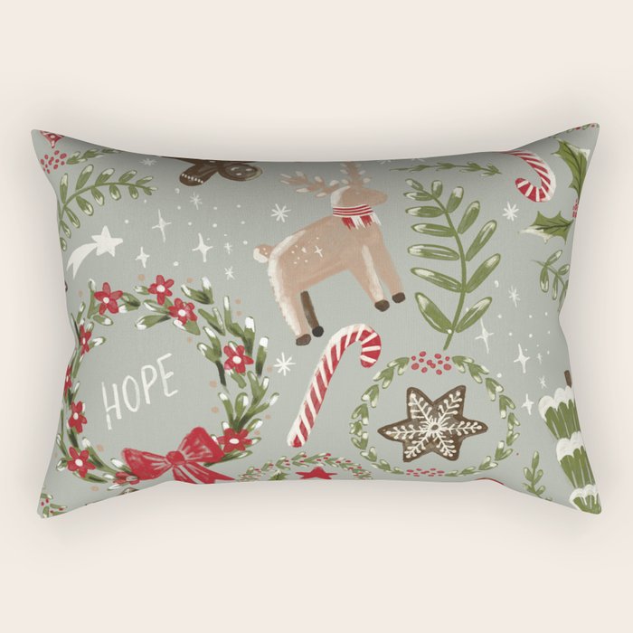 Magical Christmas - Sage Green Rectangular Pillow Gallery Image 2