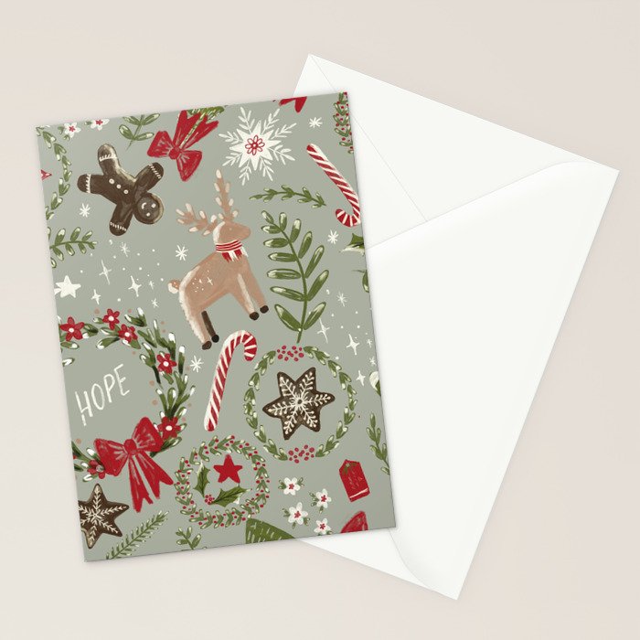 Magical Christmas - Sage Green Stationery Card Gallery Image 2