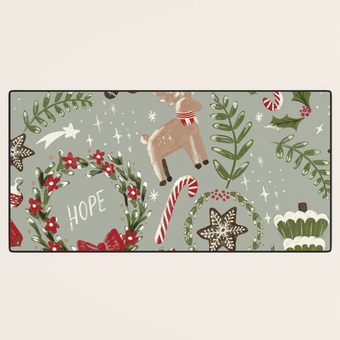 Magical Christmas - Sage Green Desk Mat Gallery Image 3