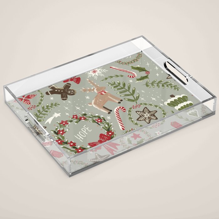 Magical Christmas - Sage Green Acrylic Tray Gallery Image 1