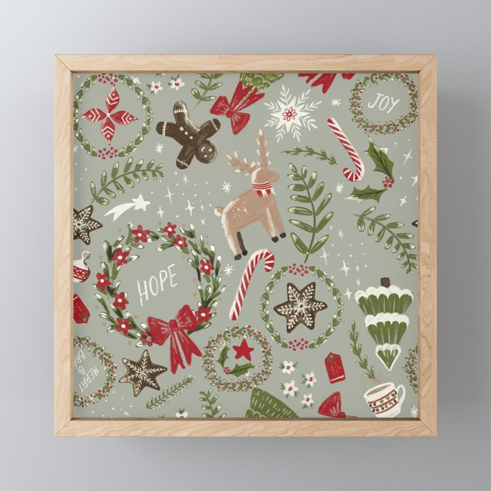 Magical Christmas - Sage Green Mini Art Print Gallery Image 1