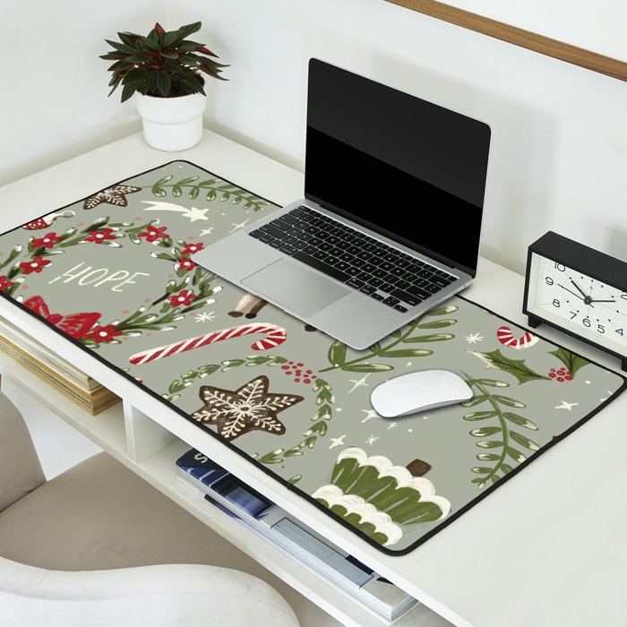 Magical Christmas - Sage Green Desk Mat Gallery Image 2