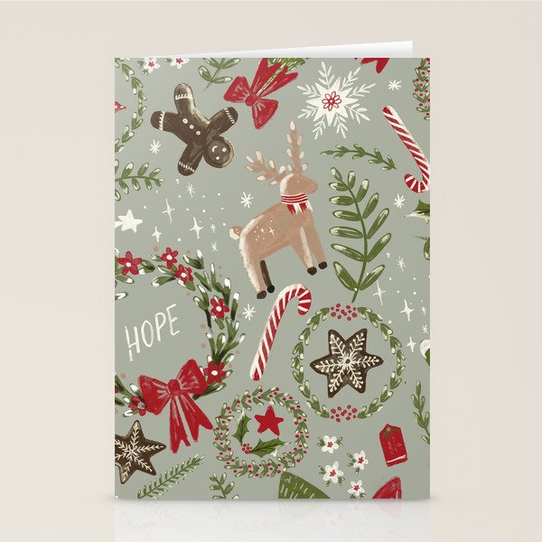 Magical Christmas - Sage Green Stationery Card Gallery Image 1