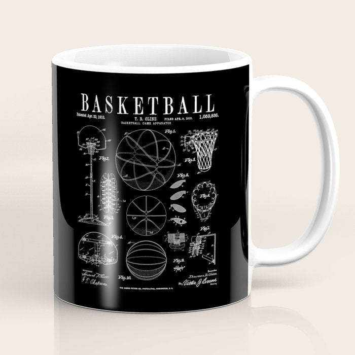Basketball Old Vintage Patent Drawing Print Coffee Mug Gallery Image 1