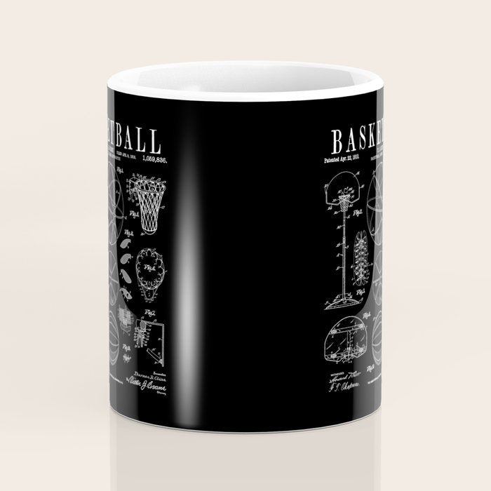 Basketball Old Vintage Patent Drawing Print Coffee Mug Gallery Image 4