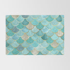 Moroccan Mermaid Fish Scale Pattern, Aqua,Teal Rug Gallery Image 2