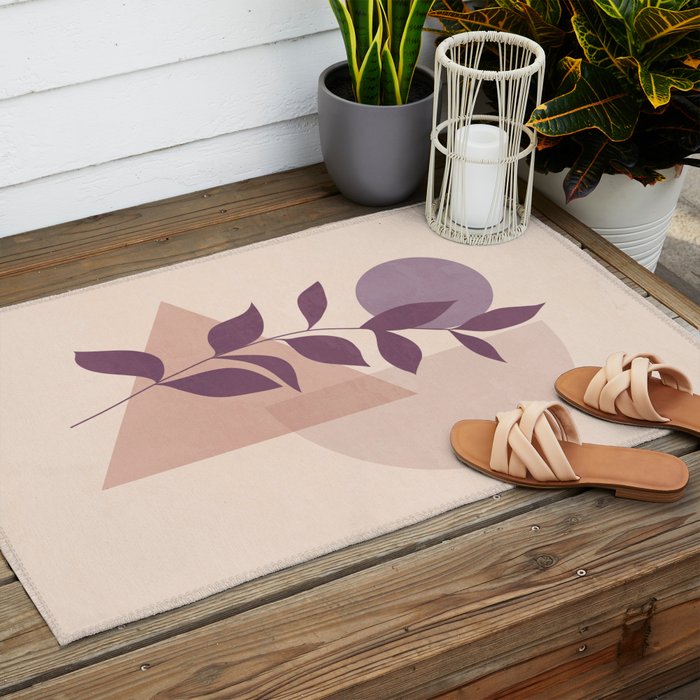 Minimal Abstract Art Plant 12 Outdoor Rug Gallery Image 2