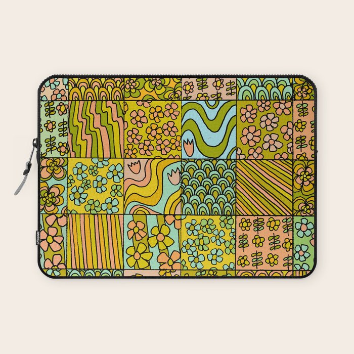 patchwork dreams retro flower quilt dreams of waves Laptop Sleeve Gallery Image 1