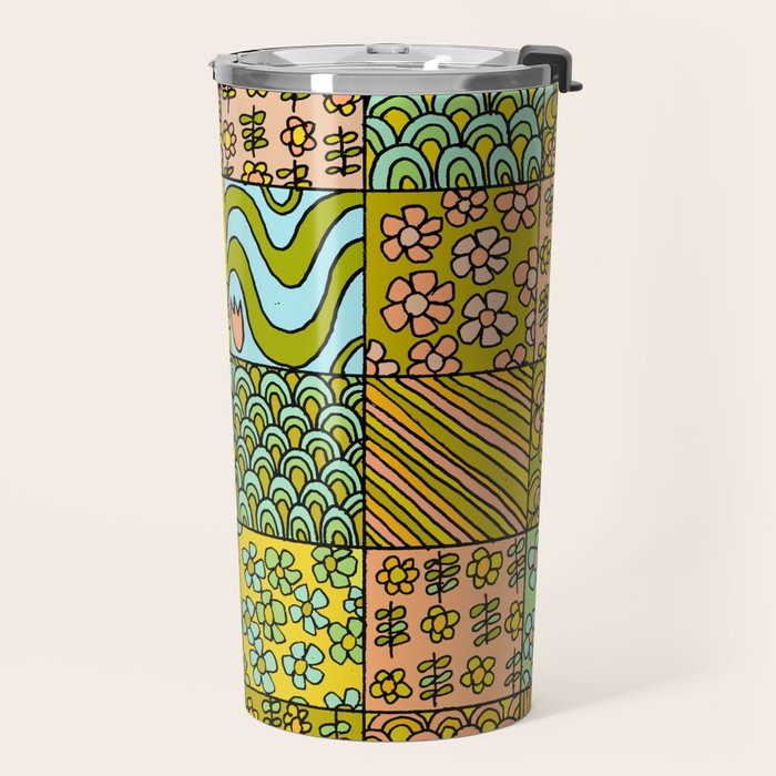 patchwork dreams retro flower quilt dreams of waves Travel Mug Gallery Image 2