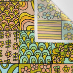 patchwork dreams retro flower quilt dreams of waves Wall Tapestry Gallery Image 3