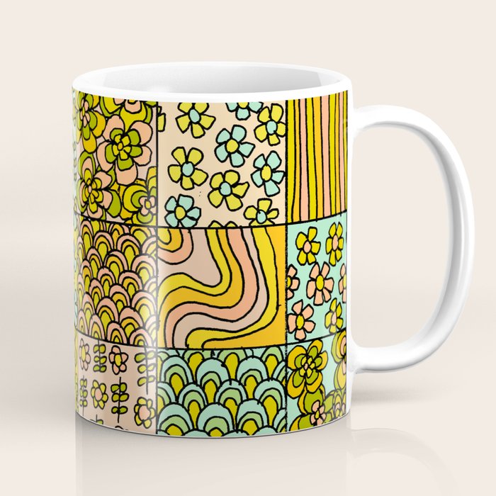 patchwork dreams retro flower quilt dreams of waves Coffee Mug Gallery Image 1