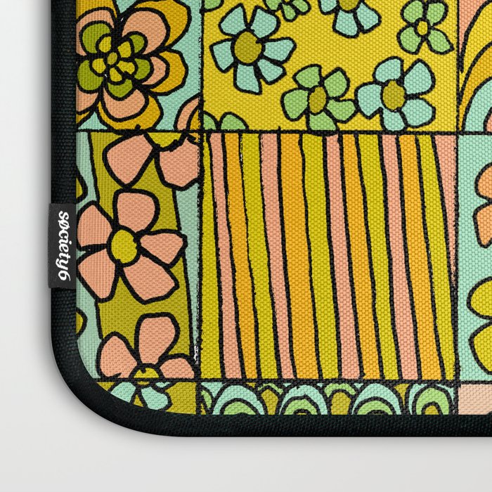 patchwork dreams retro flower quilt dreams of waves Laptop Sleeve Gallery Image 3