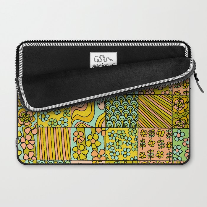 patchwork dreams retro flower quilt dreams of waves Laptop Sleeve Gallery Image 2