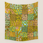 patchwork dreams retro flower quilt dreams of waves Wall Tapestry Gallery Image 4