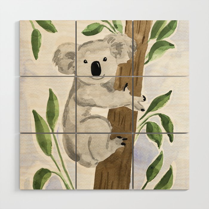 Happy Koala Wood Wall Art Gallery Image 1