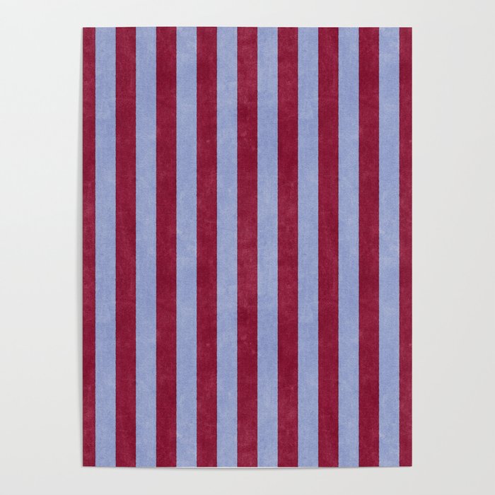 STRIPES - 005 - maroon and blue Poster Gallery Image 1