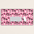 Pink Ghosts, Mushrooms, Bats, and Flowers Pattern Desk Mat Gallery Image 1