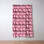 Pink Ghosts, Mushrooms, Bats, and Flowers Pattern Window Curtain Gallery Image 3