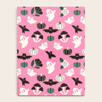 Pink Ghosts, Mushrooms, Bats, and Flowers Pattern Notebook Gallery Image 4