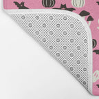 Pink Ghosts, Mushrooms, Bats, and Flowers Pattern Bath Mat Gallery Image 2