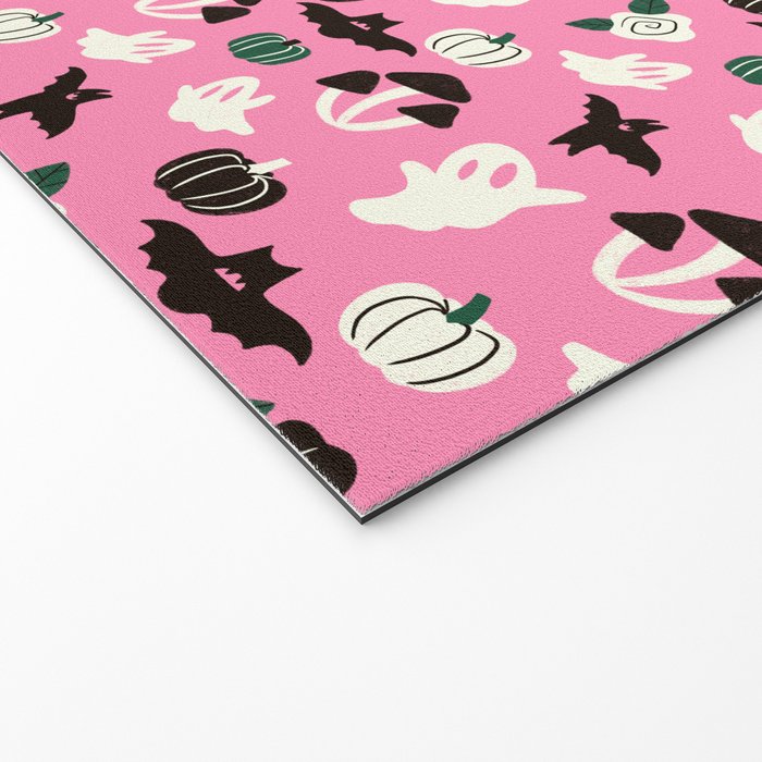 Pink Ghosts, Mushrooms, Bats, and Flowers Pattern Welcome Mat Gallery Image 2