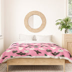 Pink Ghosts, Mushrooms, Bats, and Flowers Pattern Duvet Cover Gallery Image 3