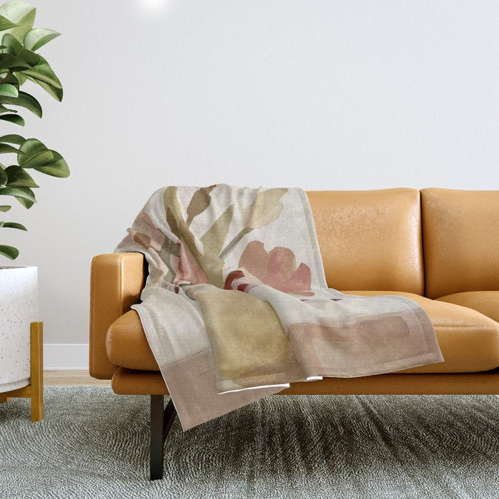 Soft Floral Still Life Throw Blanket Gallery Image 1