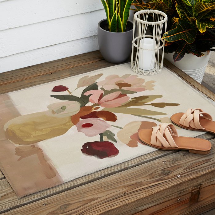 Soft Floral Still Life Outdoor Rug Gallery Image 2