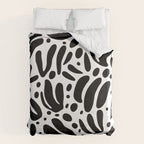 Black and white organic plant leaf art pattern Duvet Cover Gallery Image 6