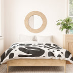 Black and white organic plant leaf art pattern Duvet Cover Gallery Image 3