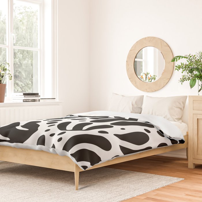 Black and white organic plant leaf art pattern Duvet Cover Gallery Image 2