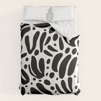 Black and white organic plant leaf art pattern Comforter Gallery Image 6