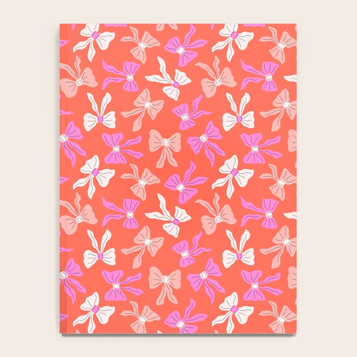 Playful Scattered Coquette Bows Vibrant Pink White Peach and Red Notebook Gallery Image 4