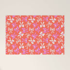Playful Scattered Coquette Bows Vibrant Pink White Peach and Red Welcome Mat Gallery Image 1
