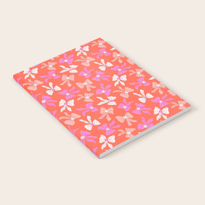 Playful Scattered Coquette Bows Vibrant Pink White Peach and Red Notebook Gallery Image 2