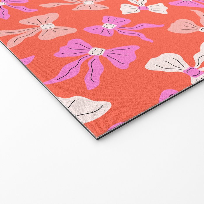 Playful Scattered Coquette Bows Vibrant Pink White Peach and Red Welcome Mat Gallery Image 2