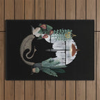 Rainy Day Cats on Black Outdoor Rug Gallery Image 1