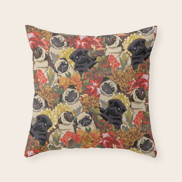 Because Pugs Autumn Throw Pillow Gallery Image 6