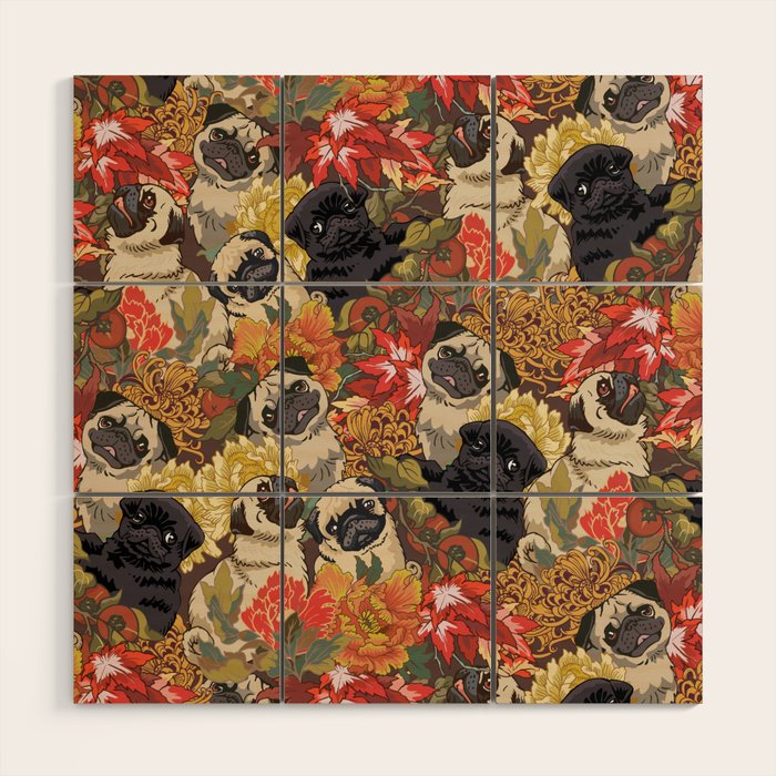 Because Pugs Autumn Wood Wall Art Gallery Image 1