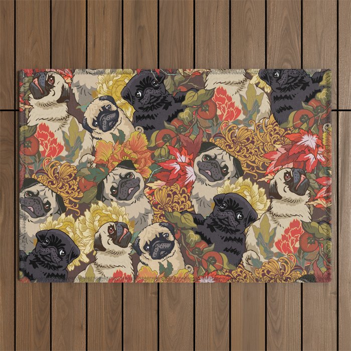 Because Pugs Autumn Outdoor Rug Gallery Image 1