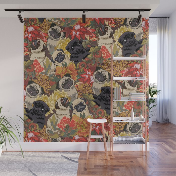 Because Pugs Autumn Wall Mural Gallery Image 1