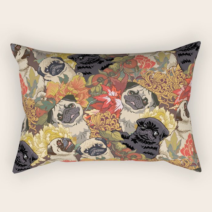 Because Pugs Autumn Rectangular Pillow Gallery Image 1