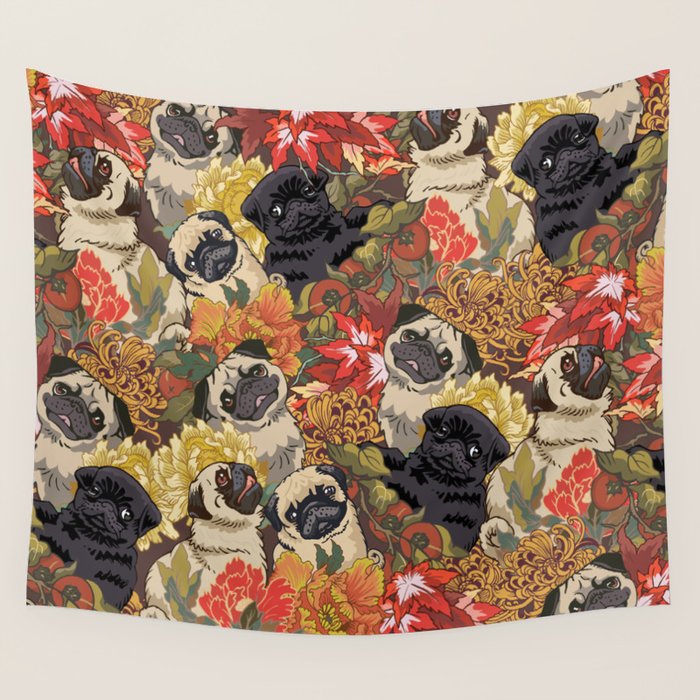 Because Pugs Autumn Wall Tapestry Gallery Image 4