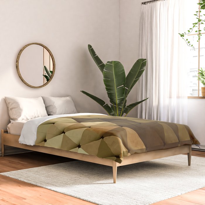 Triangles Yellow Brown Olive Green Comforter Gallery Image 2