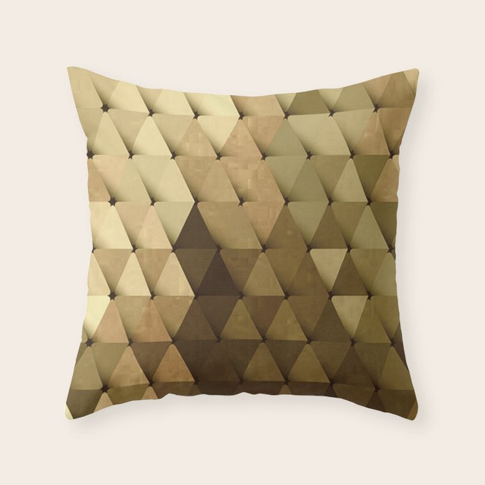 Triangles Yellow Brown Olive Green Throw Pillow Gallery Image 1